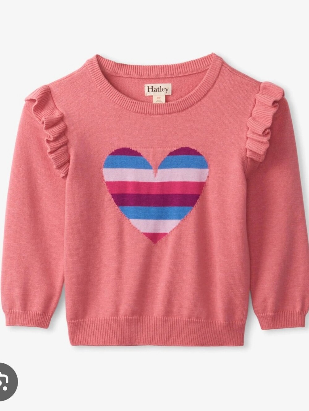 Pink Ruffle Heart Knit Sweater for Kids